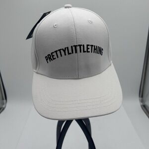 PrettyLittleThing baseball cap white ajustable‎ embroidered women One Size NWT